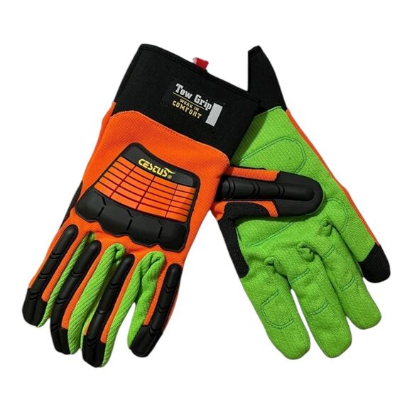 Cestus Tow Grip 101 Work Gloves Mens XL 11 Orange Green TPR Impact ProSeries PPE - Picture 10 of 11